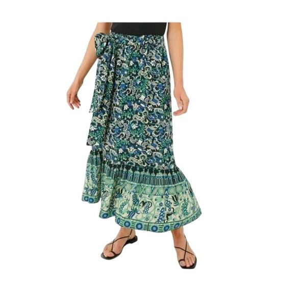 New Tuckernuck Women's Small Green Floral Hampton A-Line Skirt Maxi 2335-30